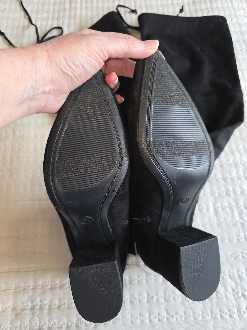 a new day Black Over-the-Knee Block Heel Boots with Back Tie